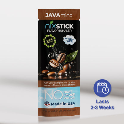 NixStick Java Mint flavor inhaler packaging on a white background